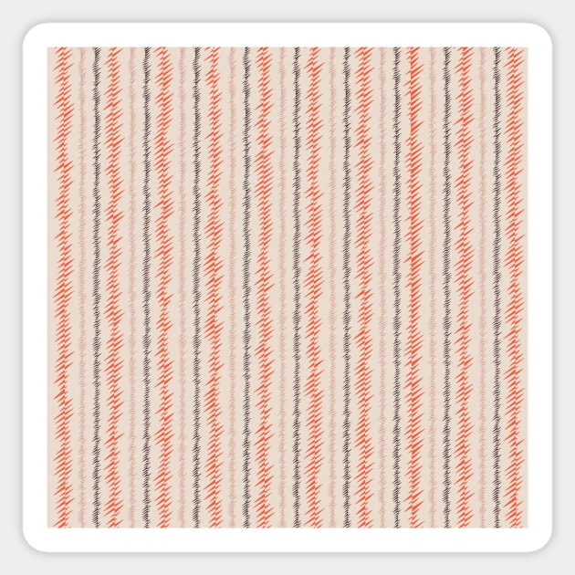 Zig Zag Lines Orange and Umber Sticker by Blue-Banana